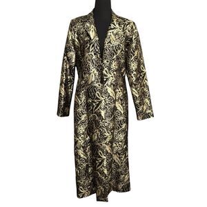 Lew Magram Collection Black Gold Jacket Duster One Button Long Blazer